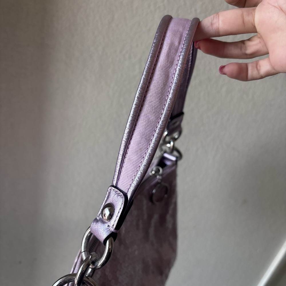 Vtg COACH Poppy Pink Purple Sequin Signature C Shoulder Bag Mcbling Y2K - Picture 9 of 14